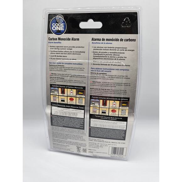 Code One Carbon Monoxide Alarm Battery Operated NEW - Picture 3 of 3